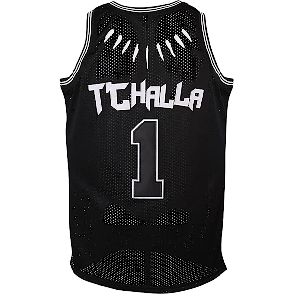 1 Sort Wakanda T'Challa Film Basketball Trøje Mænds Sort —L