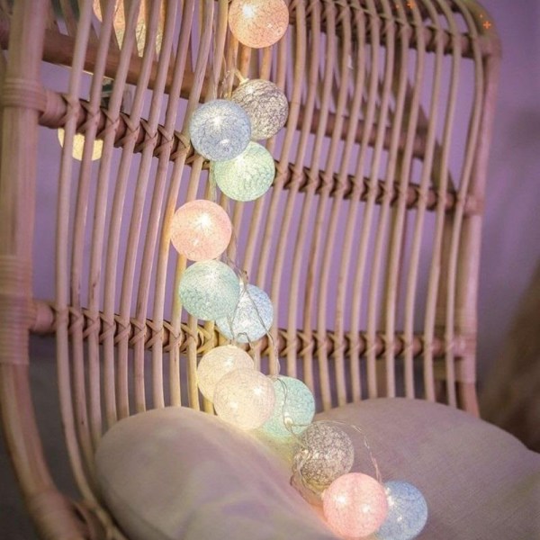 Cotton Ball String Lights - 3M/9.8Ft 20 LEDs Batteridrivna String Fairy Lights för sovrum, fest, inomhus, bröllop, festivaldekor