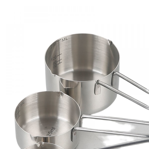 Kök rostfritt stål mätkopp 60-250ml 4-delad set, kök uppvärmning mätkopp, kaffekopp（silvrig）