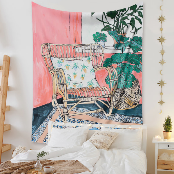 Wekity Botanisk Boho Hem Gobeläng Estetisk Konst Hem Bakgrund Tyg Prydnad Present Mandala Gobeläng Prydnad (ZJ825-66, 51 X 59 Tum)