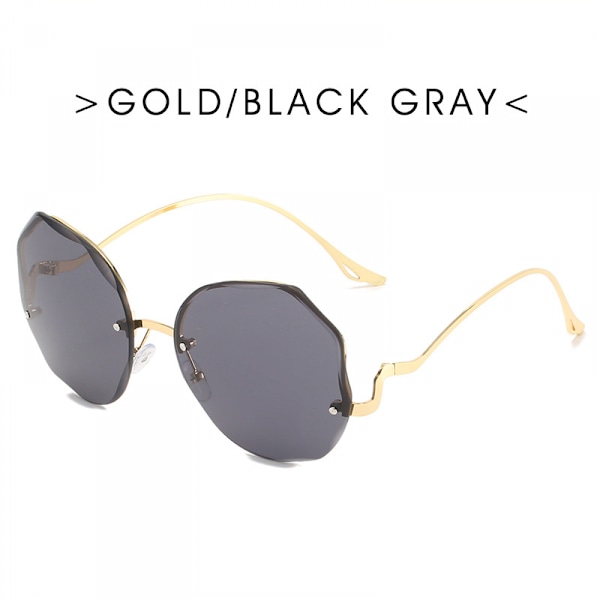 Klassiska båglösa solglasögon metallram diamantskärande lins Clear Eyewear Mode solglasögon för kvinnor