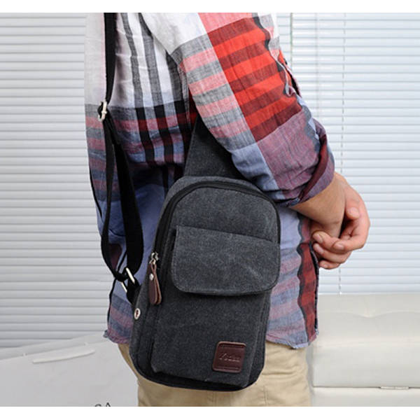 Herr Casual Crossbody Väskor Canvas Axelväskor Crossbody Väskor Mode Axelväskor  grå