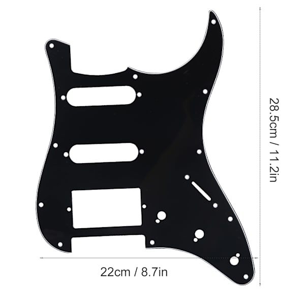 Kvalitets 11-håls Elektrisk Gitarr SSD Pickguard Tillbehör för ST SQ SSH Gitarer (Svart)
