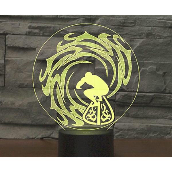 WJ 3D Surfing Fjernkontroll 16 Farger Nattlys Illusjon Akryl LED Bordlampe Sengelampe Barn Soverom Skrivebord Dekor Bursdagsgaver Leker for Barn