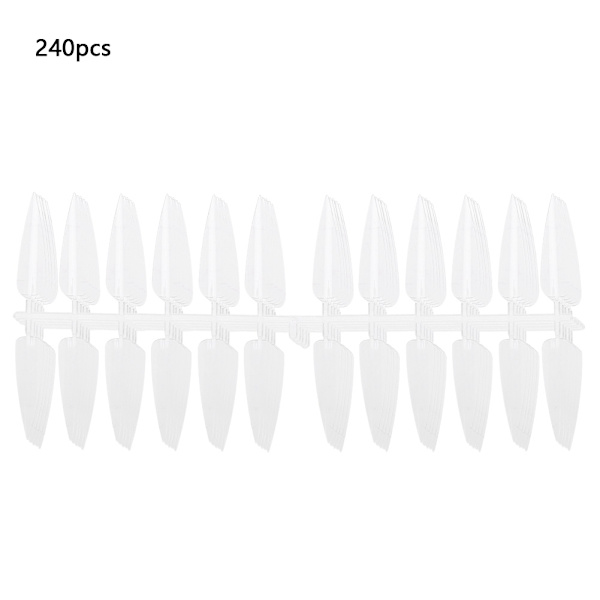 240PCS Fällbara platta bakspetsade nagelspetsar Manikyr färgdisplay övningsverktyg (transparent)