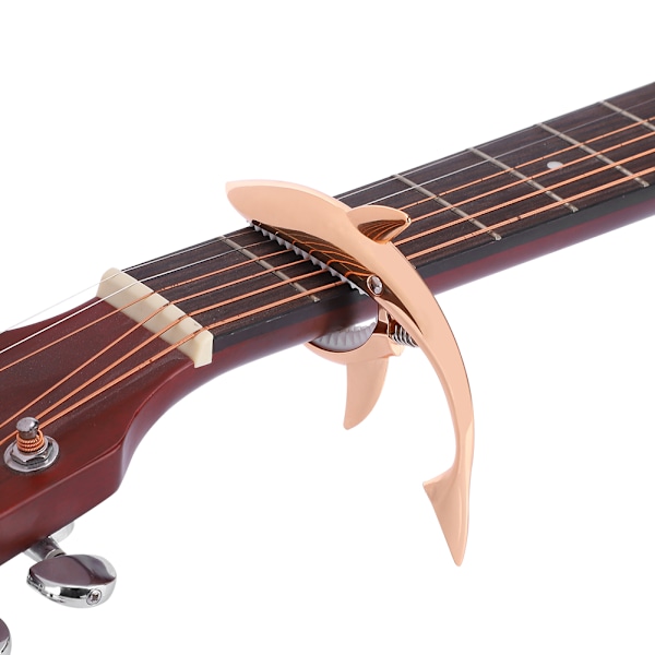 Zink-legering hajdesign gitarr capo snabbväxlingsklämma nyckelutlösning (roséguld)