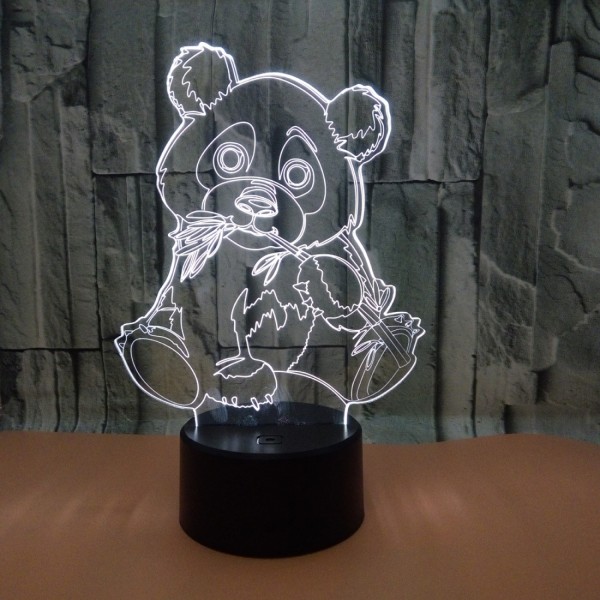 JUSTUP Giant Panda Bear 3D Illusion Lamps 7 Fargeskiftende Berøringstabell Desk LED Nattlys Flott Gaver til Barn