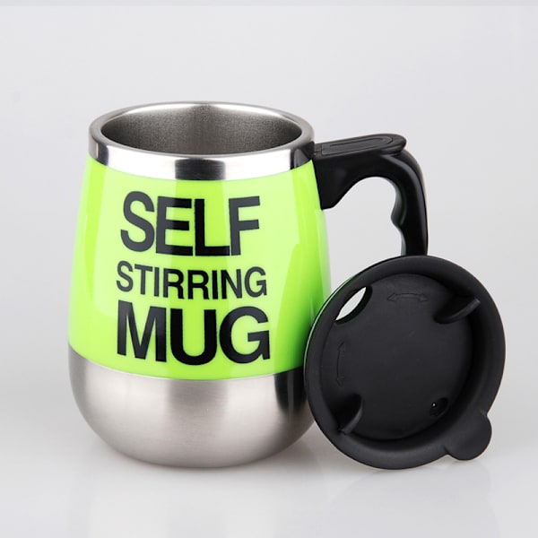 Självrörande mugg Automatisk självblandande rostfritt stål mugg för kaffe/te/varm choklad/mjölk mugg-450ml/15oz Den bästa presenten（grön）