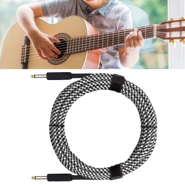 Gitar støyreduksjonskabel Svart Hvit 3m Kobberkjerne Gitar Instrumentkabel for Ytelse