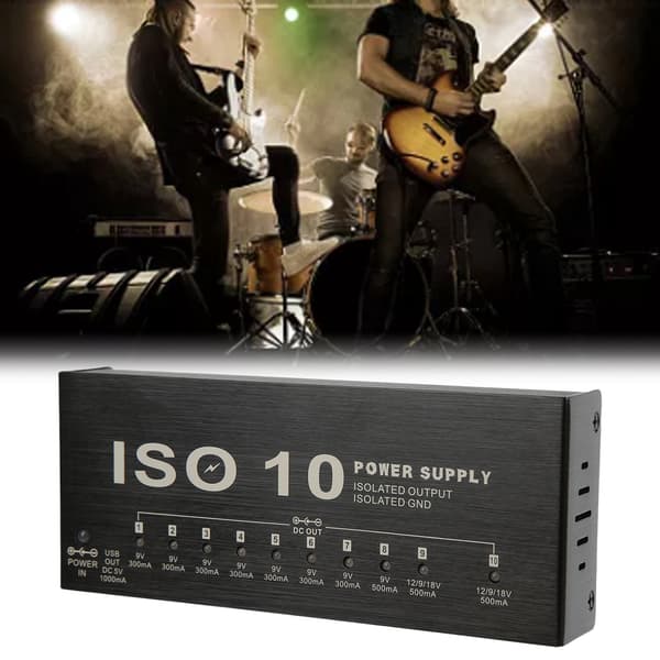 Gitarpedal Strømforsyning 10 Isolerte Utgang Multi Effekt Strøm med 2 Justerbar SpenningUS Plugg 100‑240V