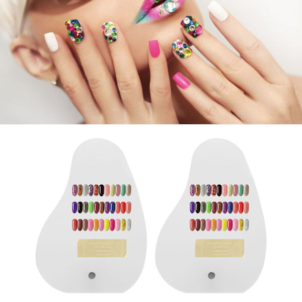 2 st nagelspetsfärgkort displayställ rack professionell hem salong akryl nagelkonst visningshållare