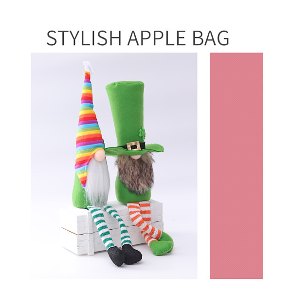 Sankt Patricks dag tomtedekoration grön blad festival långbenta rutig tygdocka irländsk festivalskog äldre Muppet-dekoration artiklar A