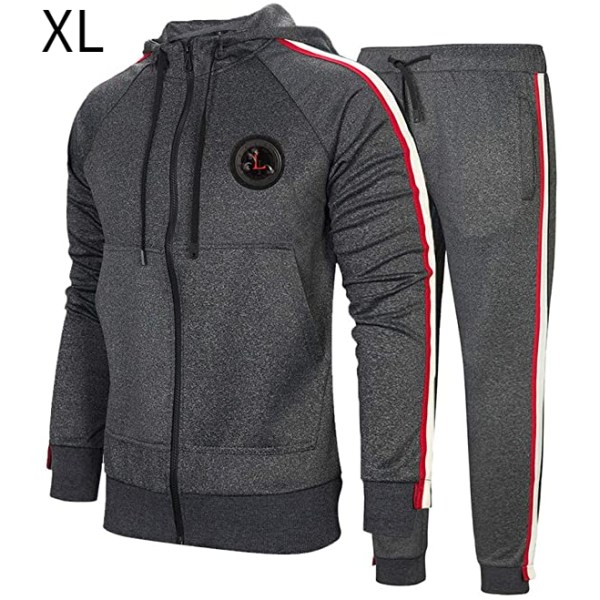 Sportkläder med luva för män Casual Full Zip Jogging Sportswear XL