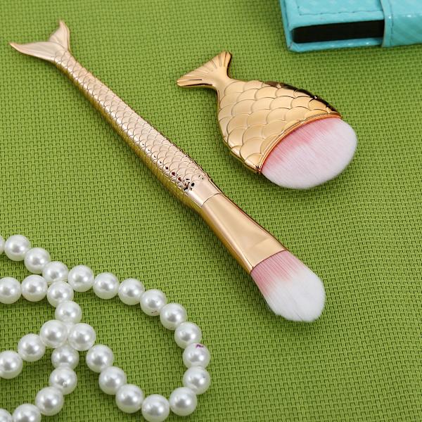 2-pack Fishtail Foundation & Concealer Blending Brushes Mjuka Hår Makeup Verktyg Guld
