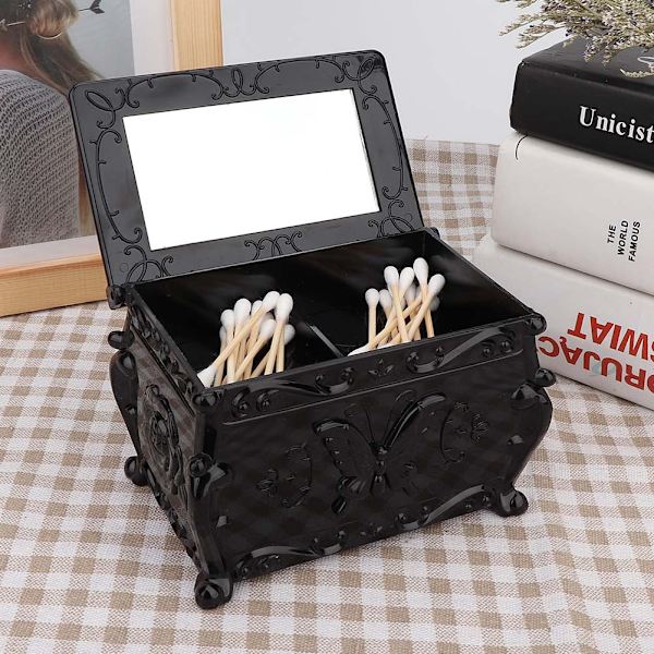 Multifunktionel Retro Makeup Værktøjer Beholder Opbevaringsboks Bomuldspinde Pads Organizer Holder