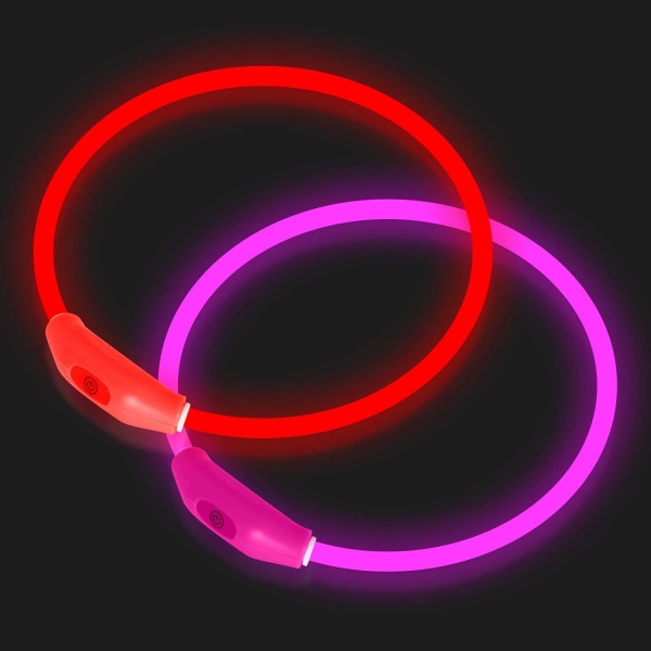 2-pack LED-hundhalsband, uppladdningsbara hundhalsband med ljus, säkerhetshalsband för små, medelstora och stora hundar