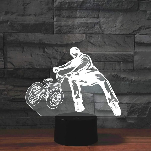 WJ 3D Street Bike Fjärrkontroll 16 Färger Nattljus Illusion Akryl LED Bordsängslampa Barn Sovrum Skrivbordsdekor Födelsedagspresenter Leksak för Barn