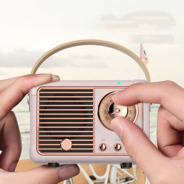 Bärbar trådlös vintage radiohögtalare med rik bas i stereoljud, söt gammaldags stil, stöder Bluetooth/U-Disk/TF-kort/AUX