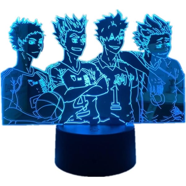 Akryl 3D Illusion Lampe Anime Akaashi Keiji Kotaro Bokuto Team Led Natlampe til Børneværelse Dekoration Japansk Manga 16 Farveændring