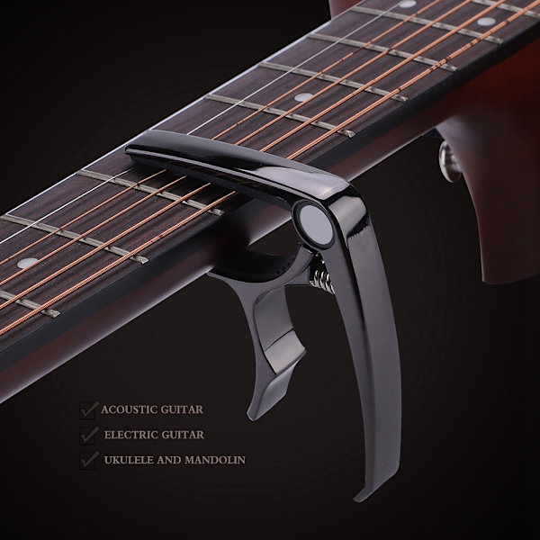 Holdbar bærbar guitar bas capo klemme bro pin trækker fjernelse tilbehør (glat sort)