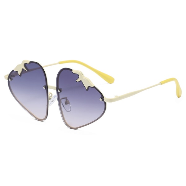 Barns tecknade jordgubbsformade dekorativa solglasögon Mode polariserade solglasögon - vit båge dubbelgrå