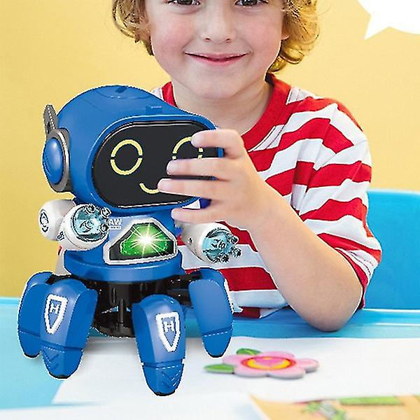 Sexklorig elektrisk dansande liten robotljus popmusik barn pojke flicka robot intelligent leksak