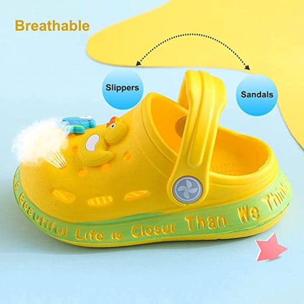 Barn Clogs Pojkar Flickor Söta Cartoon Toddler Sandaler Barn Tofflor ----- Gul （Storlek 24-25）