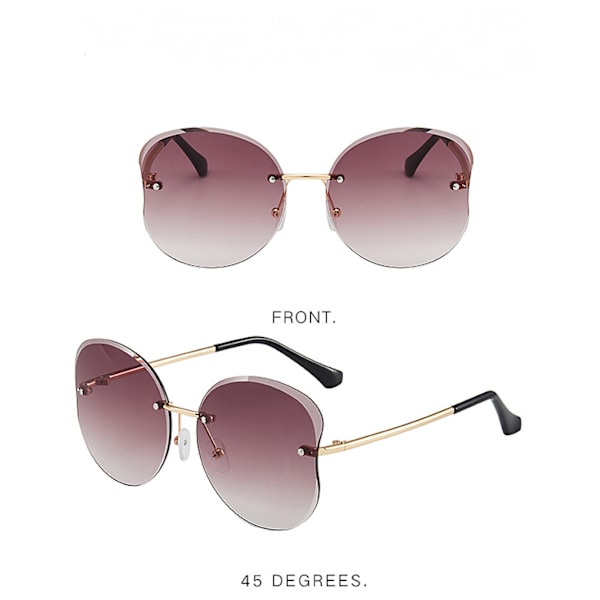Trendy Retro Polygonal Cut Edge Lens Drenge og Piger Rammeløse Børns Solbriller UV Beskyttelse----Guld Ramme Kaffe Tabletter