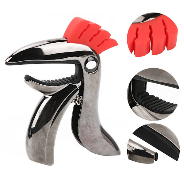 Fugleformet guitar capo i zinklegering - nemt skift mellem folk og pop - musikalsk instrument tilbehør - blank sort