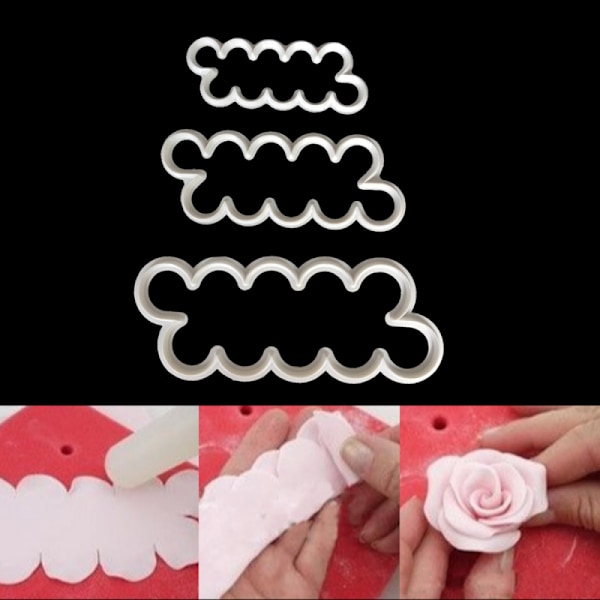 Wjsyshop 3stk 3d Rose Blomster Kronblad Kage Fondant Cookie Cutter Diy Dekorering Skimmel