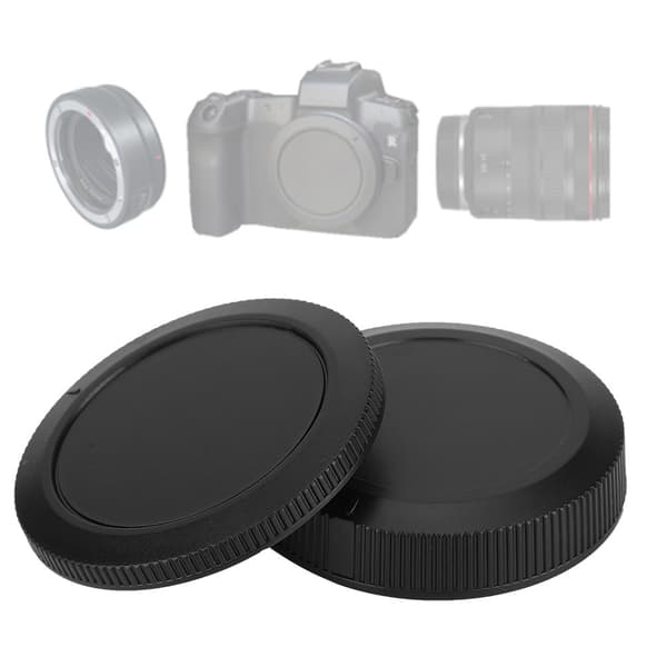 Bærbart plastikkamera, krop, front, bag, objektivdækselsæt til Canon EOSR full-frame kamera, sort