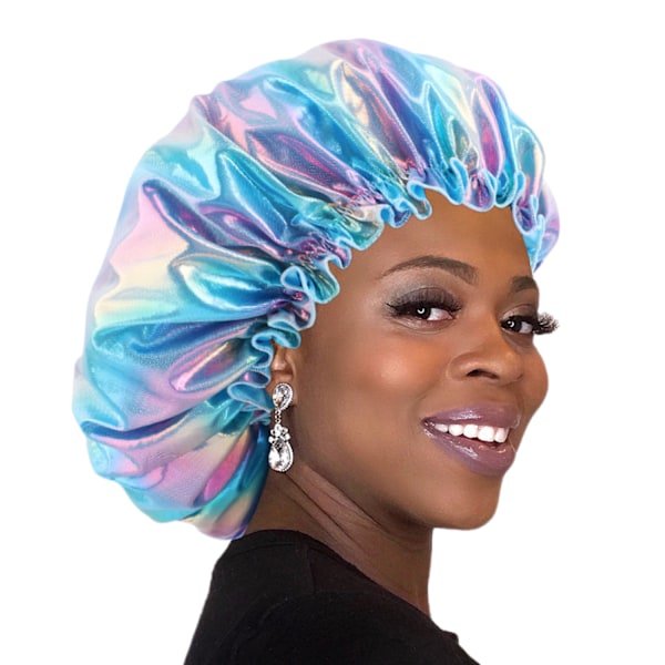 5 kpl Silk Bonnets kiharaisille, Satin Bonnets naisille Värikäs Painatus Unihattu Elastinen