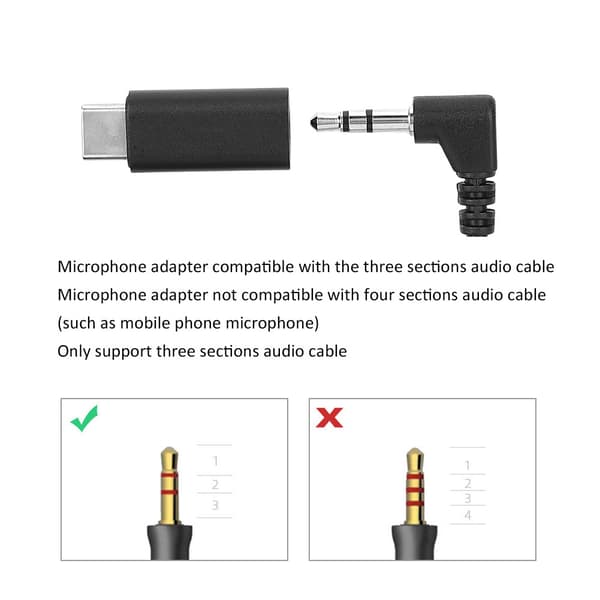 Metal Sort Mini Letvægts Højtydende Stabil Forbindelse 3.5mmTRS Lydadapter Mikrofontilbehør til Insta360 ONE R