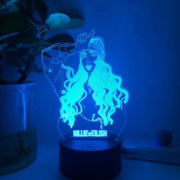 JUSTUP 3D LED nattlampa amerikansk popsångare 3D illusionslampa för sovrumsdekorativa lampor --- Svart säte