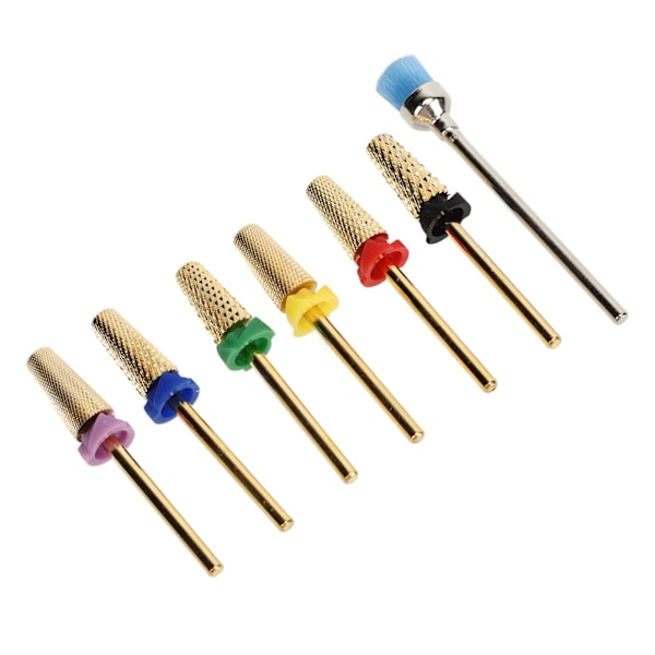 7 st Nail Drill Bits i Rostfritt Stål, Utbytbara Nail Drill Huvuden för Manikyr Slipning