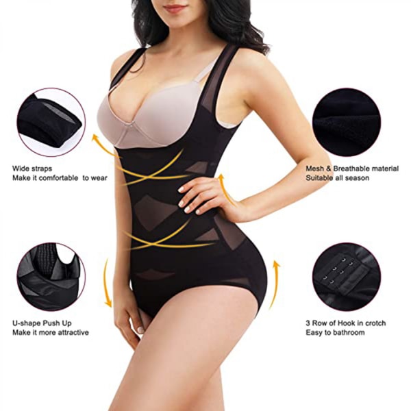 Shapewear Bodystocking til kvinder Mavekontrol Butt Lifter Trusse Højtaljet Shaper Slankende Girdles --- Sort （Størrelse 3XL）