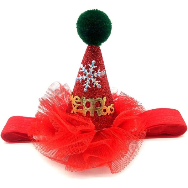 Husdjurshuvudbonader Tillbehör Jul Pet Hattar Merry Christmas Hat, Justerbar Täthet, PU, Röd&Grön