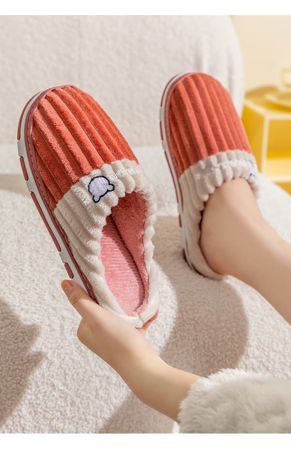 Tofflor för damer Varma Memory Foam Halkfria Hemskor Bekväma bomullstofflor Sovrum (5-5.5)