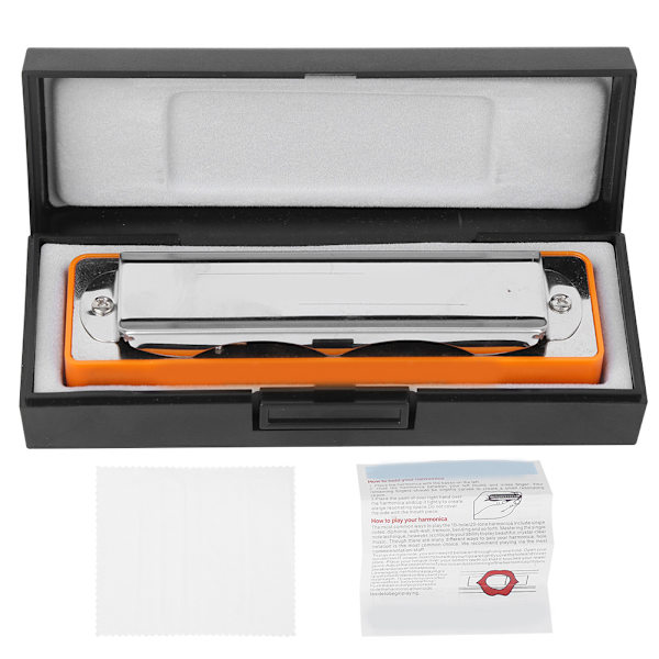 Blues Harmonika 10-Hul Mundharmonika Eb Nøgle ABS Resin Kam Begynder Gaver Professionel (Orange)