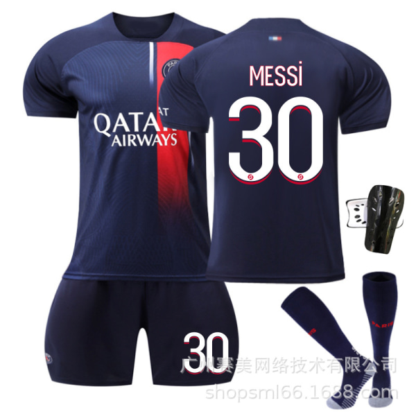 23-24 Paris Home Children's Football Jersey Set with Socks and Protectors-No.30 MESSI#26