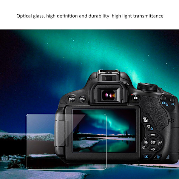 DSLR-kamerans skärmskydd i härdat glas, reptålig skyddsfilm för Canon EOS 200D