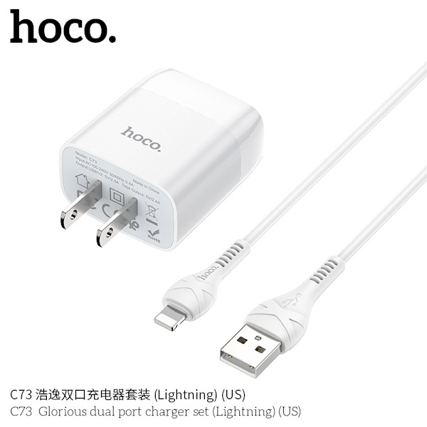 Hoco C73 Haoyi kaksoisporttilaturi uusi 2.4A US-standardi kaksois-USB-liitäntä universaali matkapuhelimen lataussetti Apple