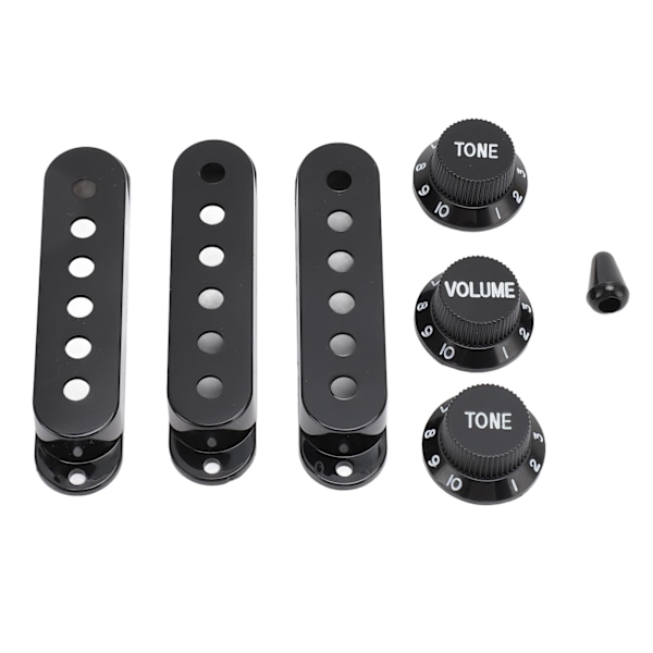 Gitarr pickup-kåpa ratt set 6 hål enkel spole 2 ton 1 volym switch spets ersättningsdelar för Fender svart
