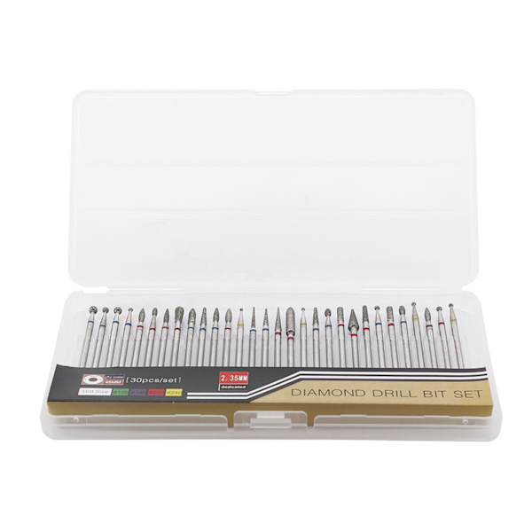 30 st/set Diamantslipning Huvud Nagelkonst Borr Poleringshuvud Kit Nagelborrmaskin Tillbehör A