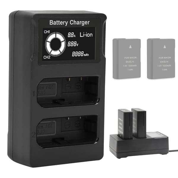 EN-EL14 LCD Display USB Dual Channel Kamera Batterioplader til Nikon D5300 D5200 D5100 D3100