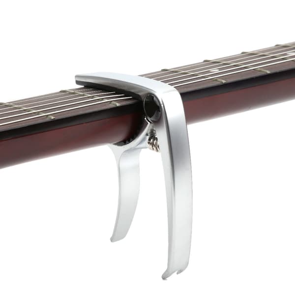 Gitarr Capo Clamp Key Tuner Zinklegering för Folk Gitarr Musikinstrument TillbehörSilver