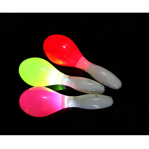 2 stk LED Maracas Rattles Shaker Musikalsk Festlys Neonleker (Farge Tilfeldig)