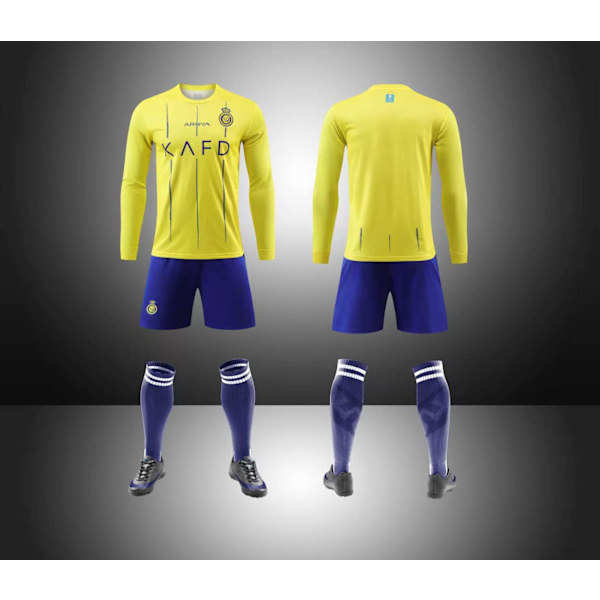 Al-Nassr - Kotipaita, shortsit ja sukat lapsille - Pitkähihainen syksy/talvi 2023/2024 - Ilman numeroita - Nuorten ja lasten koot M