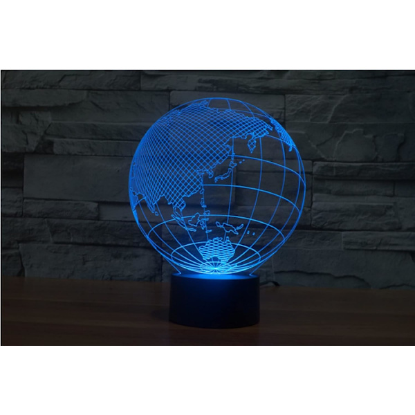 WJ 3D Asia Kart Fjernkontroll 16 Farger Nattlys Illusjon Akryl LED Bordlampe Sengesidelampe Barn Soverom Skrivebord Dekor Bursdagsgaver Leker for Barn