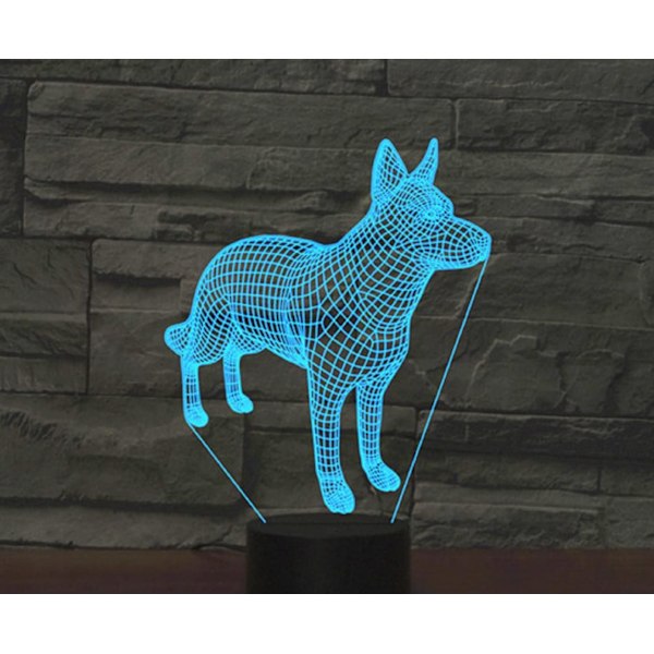 WJ 3D Hvalp Hund Fjernbetjening 16 Farve Natlys Illusion Akryl LED Bordlampe Sengelampe Børneværelse Skrivebord Dekoration Fødselsdag Gaver Legetøj til Børn